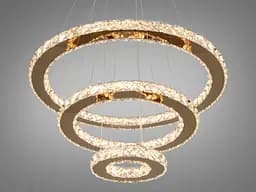 Люстра стельова LED Diasha 7201-8W/580+400+200G 66W, регульована висота, пульт ДУ, діаметр 58 см, кришталевий дизайн, для дому - мініатюра 2