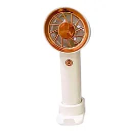 Портативний мінівентилятор Portable Fan з підставкою для телефона, біло-золотий, ручний вентилятор на акумуляторі