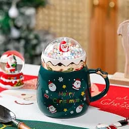 Кухоль з кришкою новорічний Santa Claus 13663 400 мл зелений
