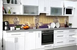 Вініловий кухонний фартух Happy Pocket Чай з Булочками наклейка для кухні напої Бежевий 65х250 см Z181657 - мініатюра 6