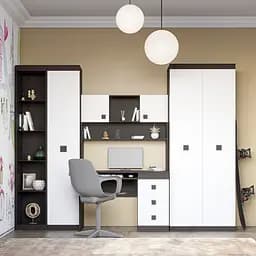 Дитяча стінка Еверест Соната Комплект 4 (модульна - 5 елементів) венге темний/білий (EVR-2584)