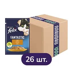 Влажный корм для кошек Felix Fantastic, кусочки в желе, с курицей 2.21 кг (26 шт. х 85 г)