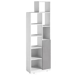 Стеллаж Moreli Paul FPA-0002 с открытыми полками и дверцей 680х2170х370 мм Белый/Бетон Тефра