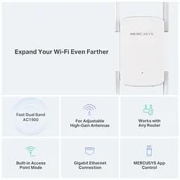 Повторювач Mercusys Wi-Fi сигналу ME50G AC1900 1хGE LAN ext. ant x4 - мініатюра 4