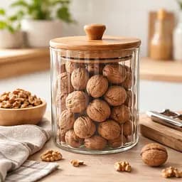 Емкость стеклянная 500 мл для сыпучих продуктов и сухих ингредиентов с бамбуковой крышкой Прозрачный 88259