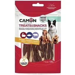 Пластини з кролика, тріски та яловичої шкіри Camon (100г), ласощі для дорослих собак