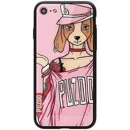 Чохол-накладка PUZOO Glass Printing with TPU Yuppie iPhone 7/8/SE 2020 Annie Pink