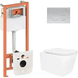 Набір Q-tap Nest 4 в 1 підвісний унітаз Crow Ultra Quiet 520x360x290 + комплект інсталяції QT05335172W48190