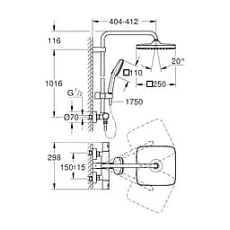 Душова система термостатична Grohe QuickFix Vitalio Comfort System 250 Cube 266962431, Чорний матовий - мініатюра 2