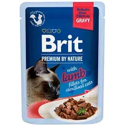 Вологий корм для стерилізованих котів Brit Premium Delicate Fillets in Gravy Lamb for Sterilised філе в соусі ягня 85 г