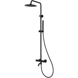 Душова система Corsan Lugo black mat з термостатом та виливом CMN017TBL, Чорний матовий
