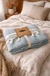 Плед-покрывало Cotton Selonya хлопок голубой евро 200х230 см TC303375961