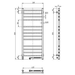 Електрична рушникосушка Navin Класик Квадро 500x1200 Sensor права біла 12-028153-3680, Білий, Праве, Електронний - мініатюра 6
