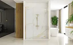 Душові двері Rea Hugo 120 розпашні brushed gold REA-K6610+REA-K8411, прозорий, золотий - мініатюра 5