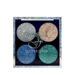 Глитерные тени для век FFleur Glitter Quad 4-цветные E-494 No 02 Серебристые/бронзовые/синие/зеленые