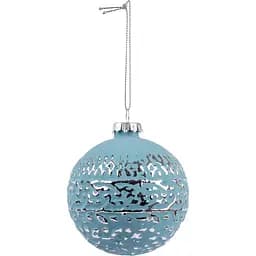 Новогодняя игрушка Novogod'ko Шар 8 cм матовая с орнаментом голубая (973850)