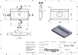 Умивальник Miraggio VARNA 700 BLACK (0002616) Mirasoft, Матовий, Накладний/Врізний, Чорний - мініатюра 2