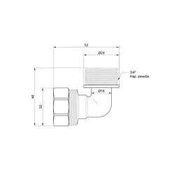 Кут обтискний SD Plus 20x3/4" ЗР SD157W2020 - мініатюра 2