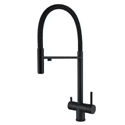 Смеситель для кухни на две воды с гибким изливом Zerix KIT-021 Black ZX4862 Черный матовый