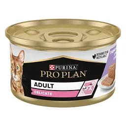 Уцінка. Вологий корм для котів з чутливим травленням Purina Pro Plan Delicate мус з індичкою 85 г (12458899) - мініатюра 2
