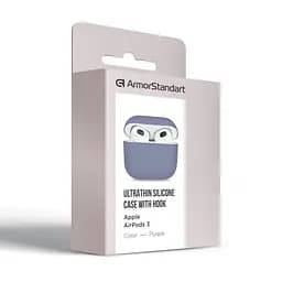 Силіконовий чохол для навушників Apple AirPods 3, Ultrathin Silicone Case, фіолетовий, захисний чохол, ультратонкий і легкий, захист від подряпин і пилу, м"який силікон, ArmorStandart (ARM60292) - мініатюра 3