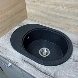 Кухонна мийка Adamant OVALE графіт 610x420x180 мм, з крилом 61 см - мініатюра 3