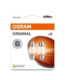 Комплект вказівних ламп розжарювання OSRAM 6438-2BL C10W 31mm 12V SV8.5-8 Blister (2 шт) - мініатюра 3