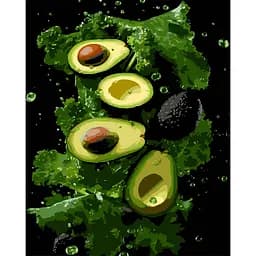 Картина по номерам Strateg Зеленый авокадо на черном фоне 40 x 50 см (AH1271)