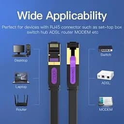 Патч-корд 5м, FTP cat 7 RJ-45 black Vention (ICABJ) - мініатюра 8