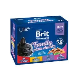 Влажный корм для кошек Brit Premium Cat Family Plate pouches 1200 г (ассорты из 4 вкусов семейная тарелка)
