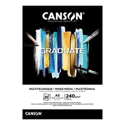 Склейка паперу для міксованих технік Canson Graduate Mixed Media А5 14.8х21 см 240 г/м2 20 аркушів чорний колір  