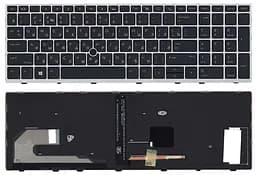 Клавіатура для ноутбука HP EliteBook 850 G5 з підсвічуванням (Light), Black, (Grey Frame)