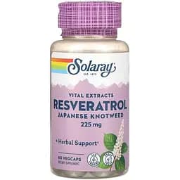 Ресвератрол потрійної дії Solaray Triple Strength Resveratrol 225 мг 60 веганських капсул