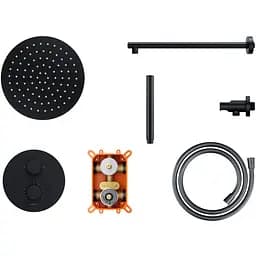 Душова система прихованого монтажу Corsan Lugo black + BOX з термостатом Z03TBL, Чорний матовий