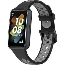 Силиконовый ремешок Primolux Perfor Classic для фитнеса браслета Huawei Band 7- Black Grey