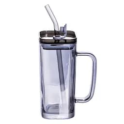Кружка скляна з кришкою та трубочкою 280 (мл) Yiwu HP-19-53