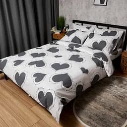 Комплект постільної білизни Moon&Star Бязь Gold Люкс Grey Love King Size 220x240 наволочки 4х50х70