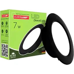 Світлодіодний світильник Eurolamp LED Downlight NEW 7W 4000K круглий чорний (LED-DLR-7/4(new)(black))