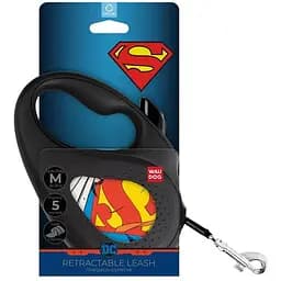 Повідець-рулетка для собак Waudog R-leash, малюнок "Супермен Герой", M, до 25 кг, 5 м, світловідбиваюча стрічка чорний - мініатюра 3