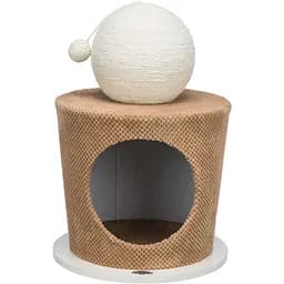 Дряпка Trixie для котів Печера з кулею, МДФ/джут/плюш, 50х36 см, сіро-коричнева (44413)