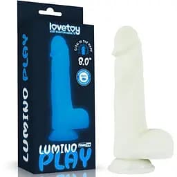 Неоновый фаллоимитатор LoveToy Lumino Play 20.9 см голубой