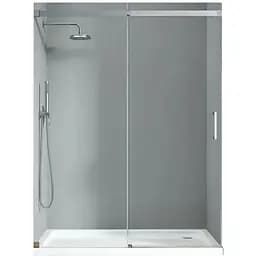 Дверь в нишу Koer SR SD02-140x200-TR-01 прозрачное стекло Easy Clean 8 мм, хром KR5383, универсальная, прозрачная, хром
