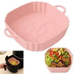 Квадратная силиконовая форма для аэрогриля, духовки и мультипечи 20х20 см, Kitchen Master Розовый 87275