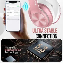 Бездротові навушники-вкладки Bluetooth 5.3, 80 годин відтворення, звукові режими 3EQ, стерео HiFi, рожеве TuneFlux T6  - мініатюра 6