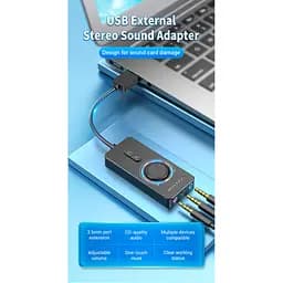 Звукова плата Vention Audio USB 3х3,5mm jack 0.15m Volume Control (CDRBB) - мініатюра 3