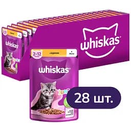 Вологий корм для кошенят Whiskas курка в желе 2.38 кг (28 шт. х 85 г)