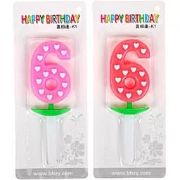 Свічка-цифра неон із серцем 6, 10-125