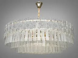 Велична люстра підвіс зі скляними пелюстками на 18 ламп, колір золото