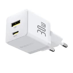 МЗП Baseus Palm Fast Charger 30W (1USB-A/1C) + кабель Type-C to Type-C (P1011160A) Moon White - мініатюра 2