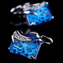 Запонки з синім камінчиком Handmade acs0005746